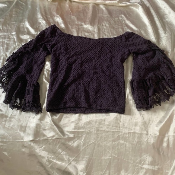 Jens Pirate Booty Free People XS Chemical Lace Off The Shoulder Top Purple Boho - Picture 7 of 14